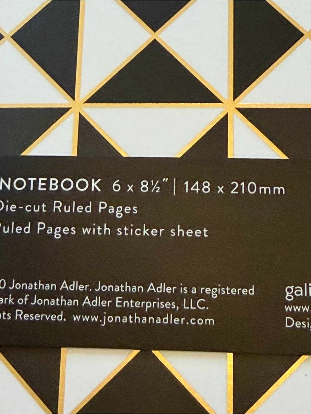 Jonathan Adler Atlas A5 Notebook Modern Glamour Black White Faces Gold STICKERS - Picture 3 of 7